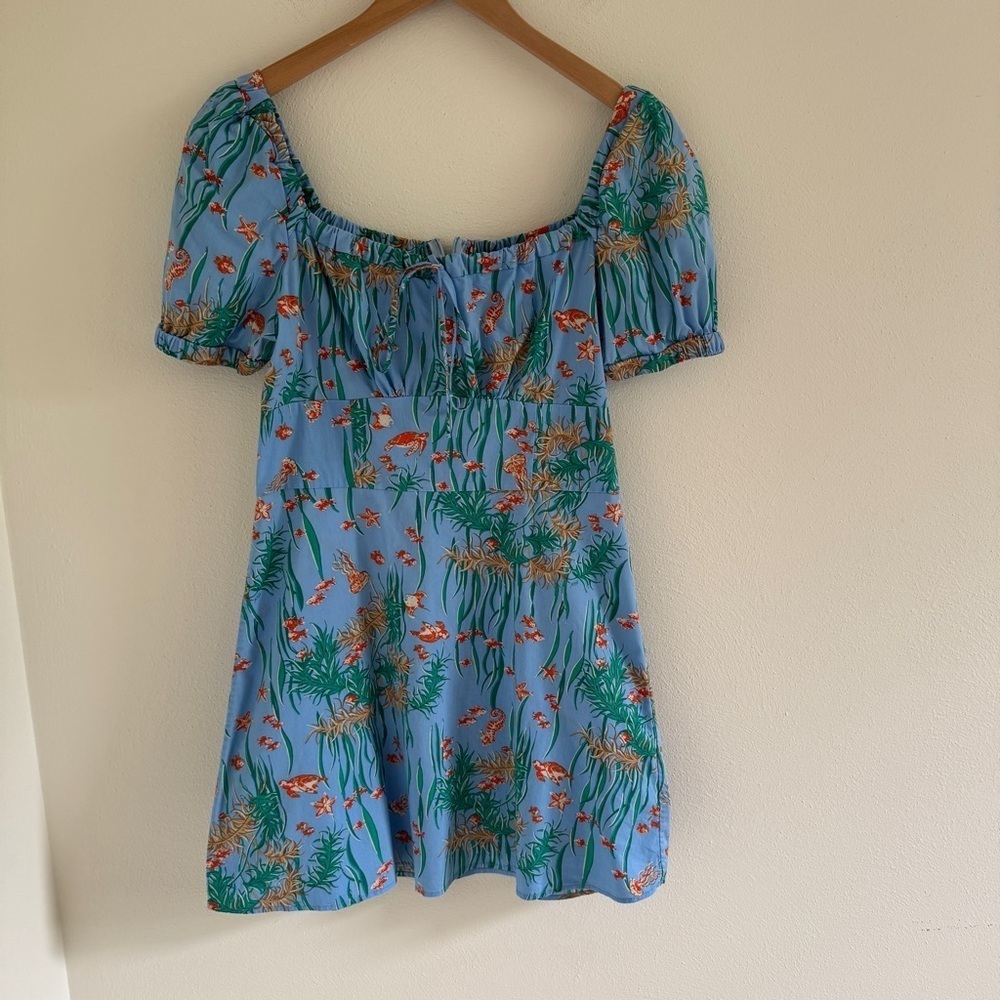 HVN Mini Holland Dress Ocean Fish Print 10 - Picture 5 of 15